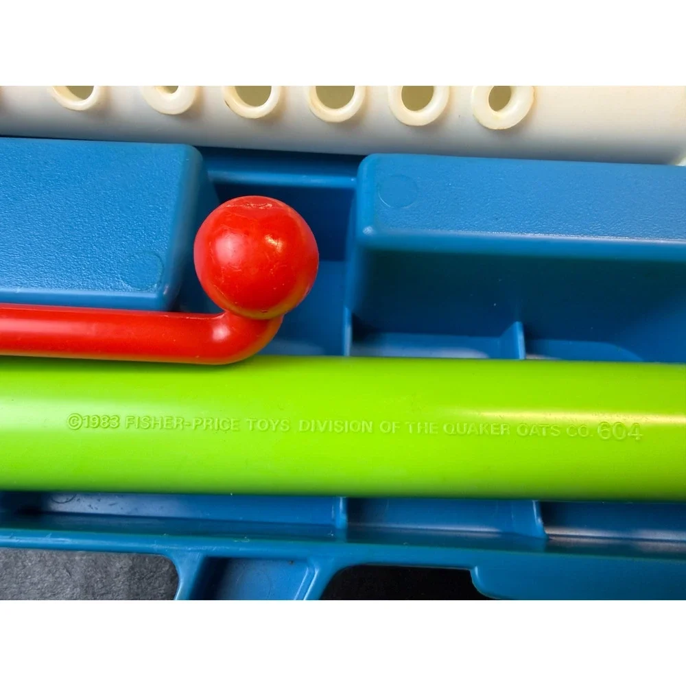 Vtg 1983 Fisher Price Crazy Combo Horn Set #604 Missing 1 Green Mouthpiece